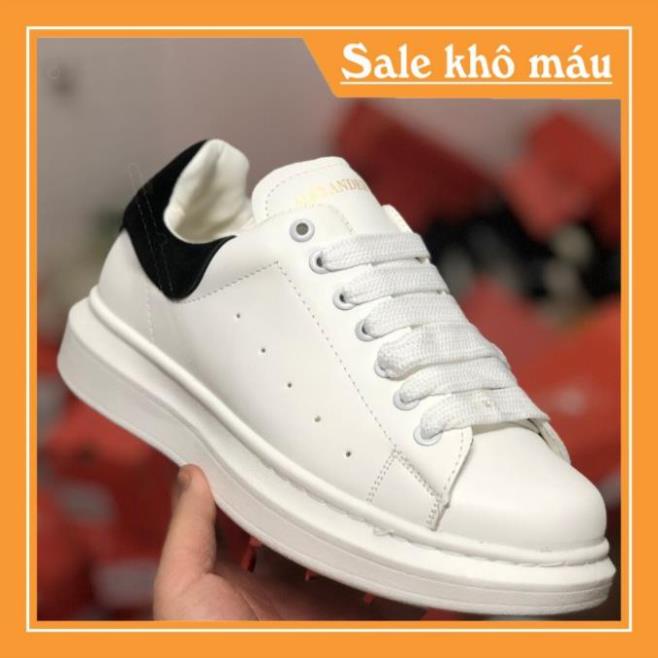 [Freeship+Box Bill] Giày Sneaker McQueen Trắng Gót Nhung Đen Cao Cấp Chống Nước Tăng Chiều Cao 5cm Đủ Size Nam Nữ HS