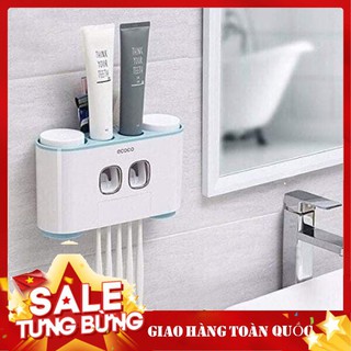 Bộ nhả kem đánh răng tự động ecoco cao cấp tặng kèm 4 cốc đựng đồ phòng tắm