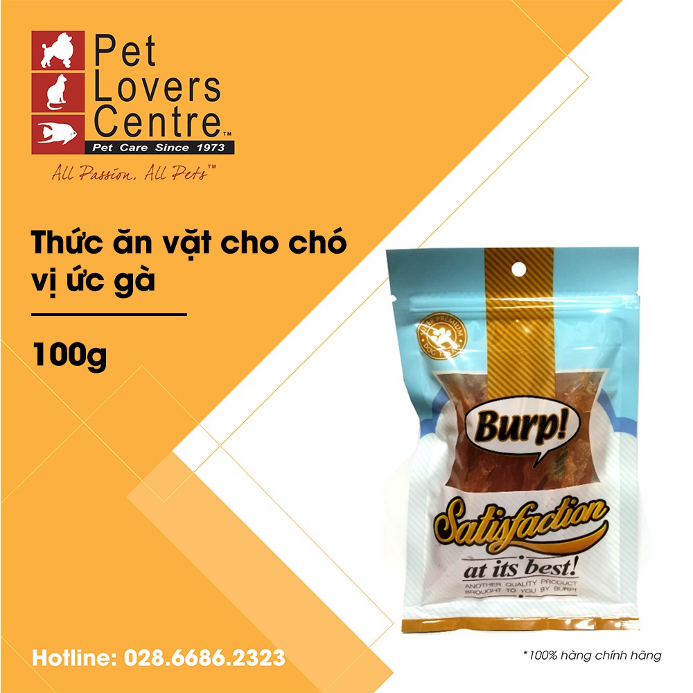 Thức ăn vặt cho chó BURP CHICKEN BREAST STRIPE (SMOKED) 100g
