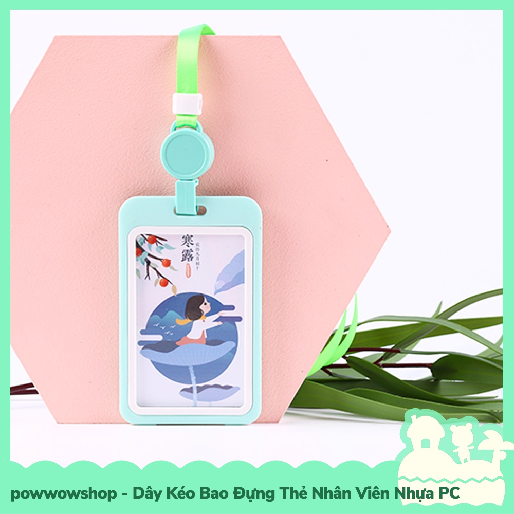 [Sẵn VN - Hỏa Tốc] Dây Vải Kéo Kèm Bao Đựng Thẻ Nhân Viên Nhựa PC Phong Cách Pastel Đơn Sắc Simple Color