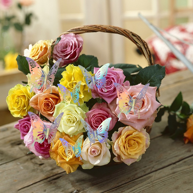 Bộ 12 Miếng Dán Tường Trang Trí Hình Bướm 3D DIY