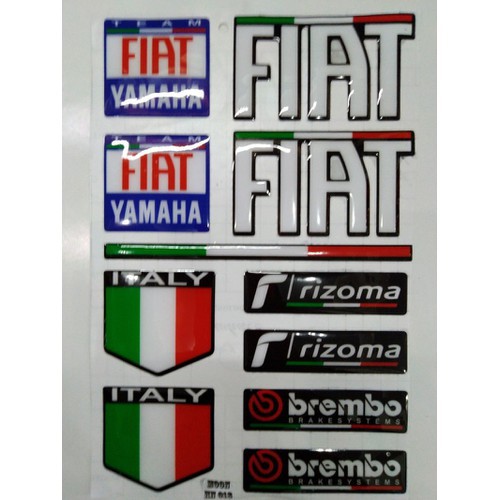 Tấm tem nổi FIAT cờ ITALY - Vindecal BD