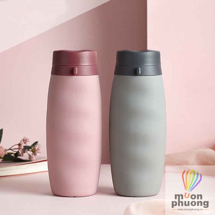 Bình uống nước silicone xếp gọn có dây treo cắm trại, du lịch, sử dụng văn phòng hàng ngày - MUÔN PHƯƠNG SHOP