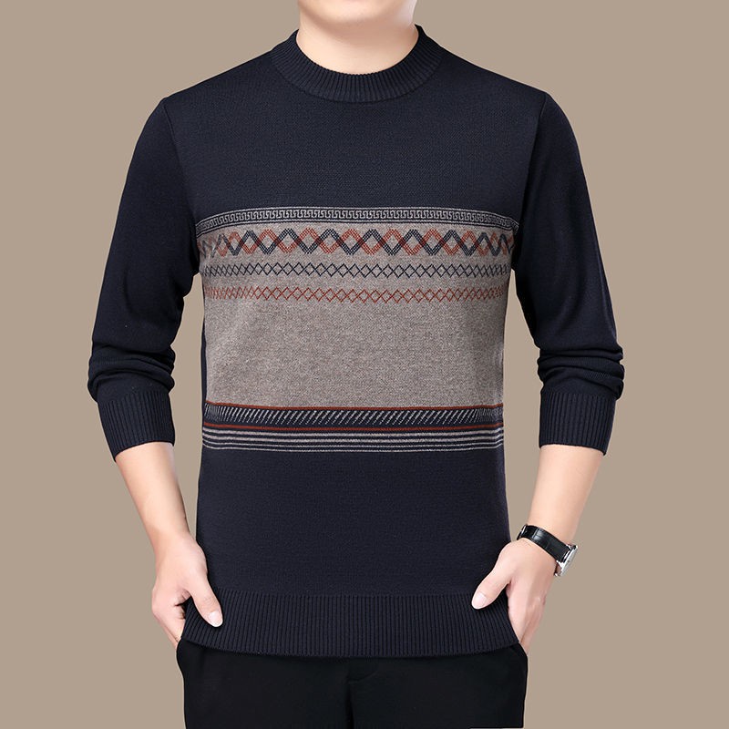 Áo Sweater Cổ Tròn Thời Trang Thu Đông Cho Đàn Ông Trung Niên