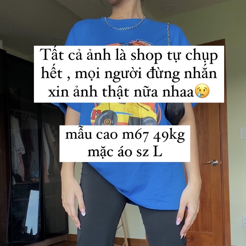 Áo Graphic Tee oversize xanh dương