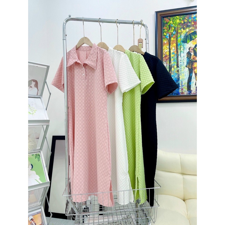 Váy Bầu Đẹp, Đầm Bầu Thiết Kế Cổ Sơ Mi, Tay Ngắn Dáng Suông Công Sở Đi Làm Đi Chơi A098 Lin Store66