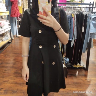 Váy cổ Vest 6 cúc dọc thanh lịch (Order-ảnh thật) bigsize