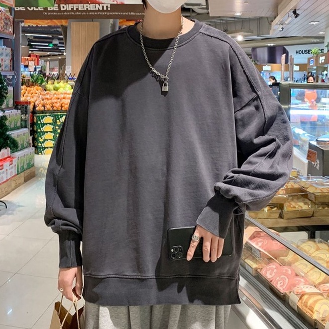 Áo hoodie nam nữ unisex dài tay, sweater cổ tròn form rộng thu đông áo sweater trơn nam nữ form rộng, áo tay dài unisex