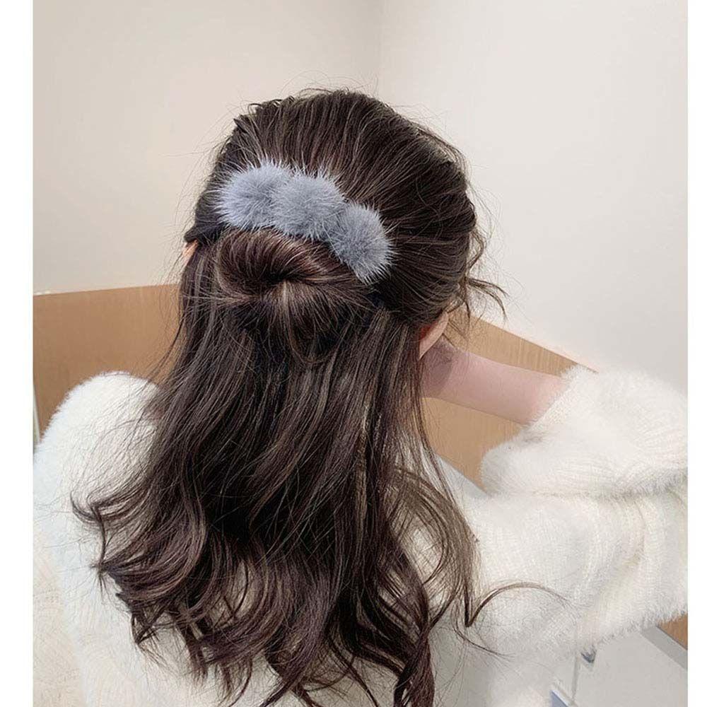 Kẹp Tóc Đính Hoa Vải Lông Dễ Thương Thời Trang