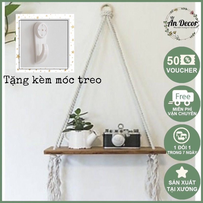 kệ gỗ treo tuờng dây thừng hàn quốc