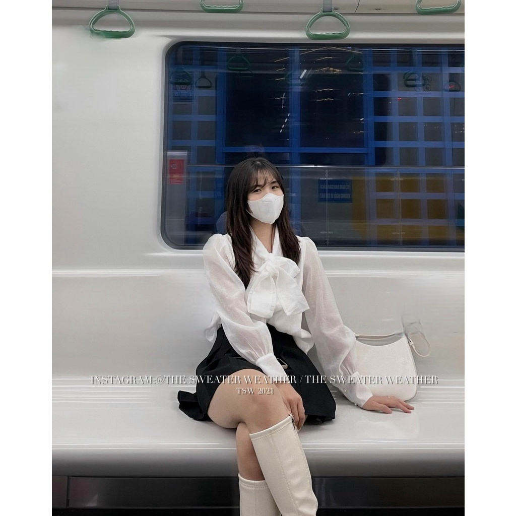 Áo sơ mi voan tơ có thắt nơ hàng loại 1 phong cách tiểu thư dành cho nữ | BigBuy360 - bigbuy360.vn