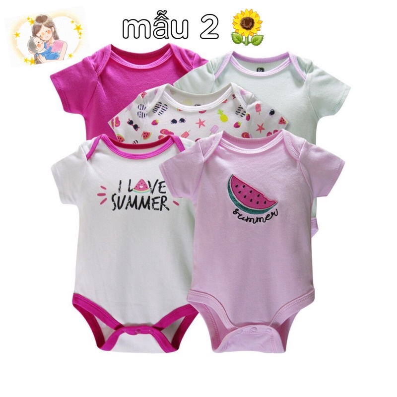 (Chọn mẫu) Set 5 bộ bodysuit body chip cộc tay hãng Beliti xuất dư cho bé trai và bé gái