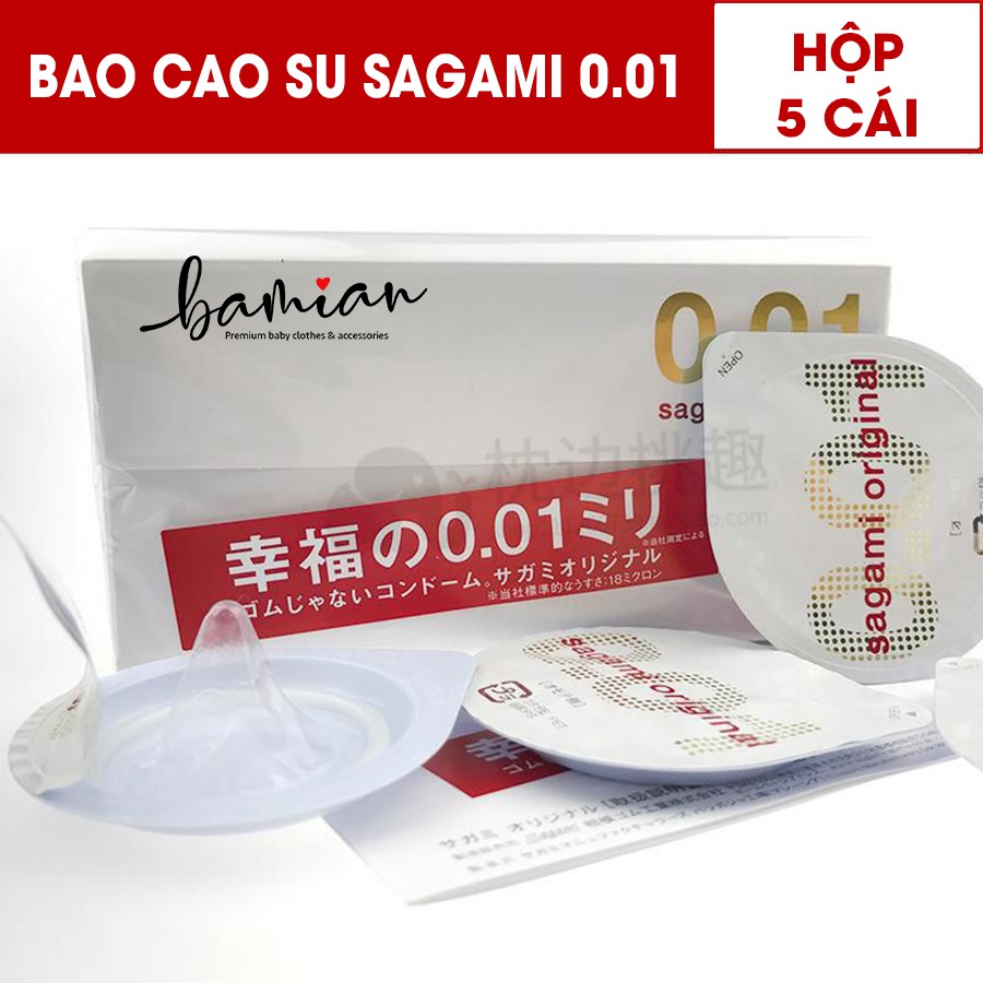 Bao cao su SAGAMI ORIGINAL 001 Nhật bản siêu mỏng chỉ 0.01mm hộp 5 cái