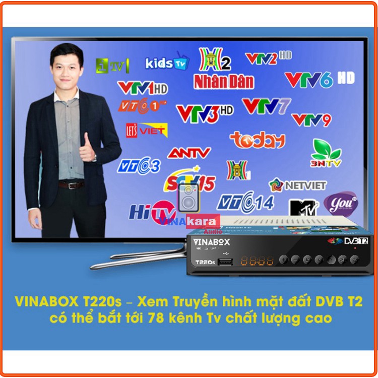 [ Hàng chất lượng]  VINABOX T220S – ĐẦU KTS DVB T2 – THẾ HỆ MỚI 2020 – XEM TRUYỀN HÌNH MIỄN PHÍ TỚI 78 KÊNH
