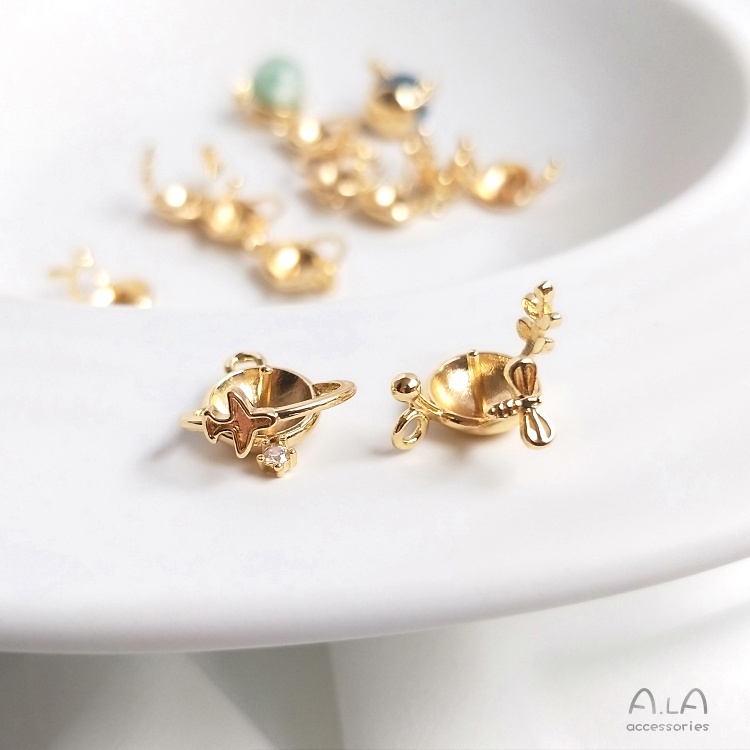 Gói 14K hạt đồng hình bán nguyệt dùng làm mặt dây chuyền diy