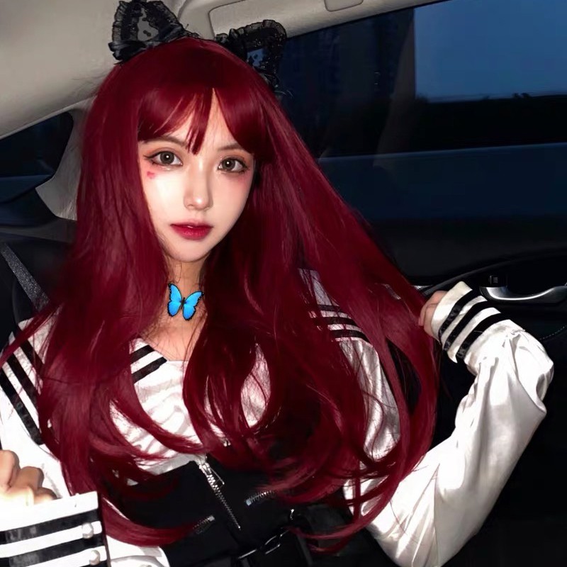 Bộ Tóc Giả Thẳng Dài Màu Đen / Trắng / Hồng Phong Cách Gothic Cho Nữ