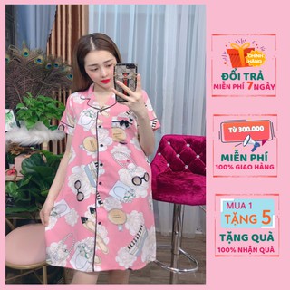 Bộ Đồ Ngủ Đồ Bộ Pijama Lụa Nữ Mặc Nhà Đầm Nơ Lụa Thái