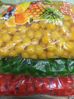 Mứt Trái Lý, túi zip 1kg, mix màu đỏ vàng xanh, trang trí bánh kem, cocktail - Date luôn mới