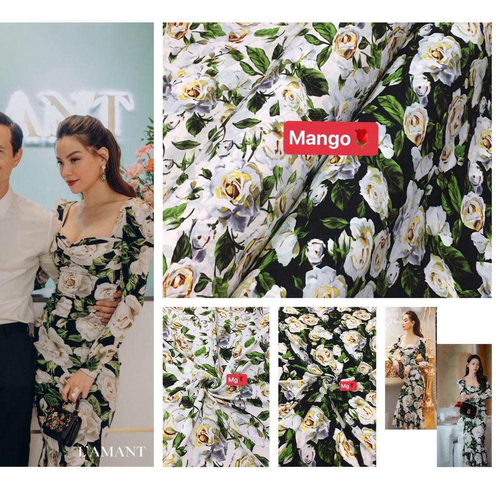 VẢI LỤA MANGO HOA HỒNG KHỔ VẢI 1.5m