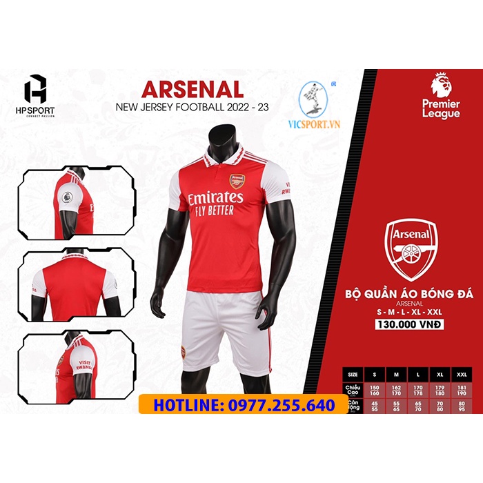 Áo Bóng Đá, Quần Áo Đá Banh CLB Arsenal mùa Sân Nhà 2022-2023 Thun Lạnh - Vicsport