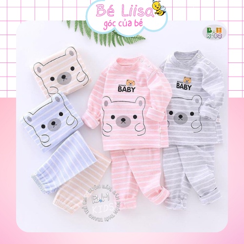 Bộ đồ dài tay cho bé mặc điều hòa chất liệu cotton cúc cài vai Minkymom