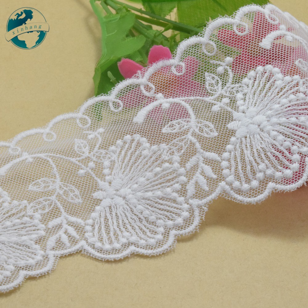 7cm rộng cotton thêu ren cạnh ren vải guipure diy trims mini váy ren ruy băng may mặc Phụ kiện 2973