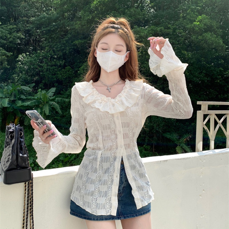 Áo Kiểu Tay Dài Cổ Chữ V Thời Trang Mùa Thu Cho Nữ