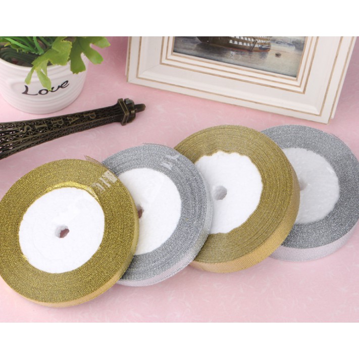 Set 10 cuộn ruy băng kim tuyến 2cm (22m/cuộn)