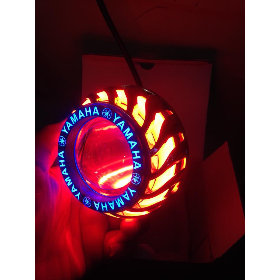 Đèn Pha Led Projector Lens H-09 Gương Cầu Lốc Xoáy Logo Yamaha