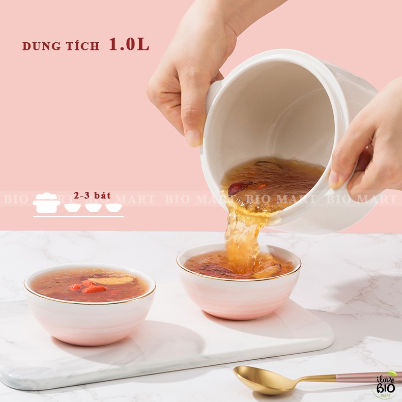 Nồi Nấu Cháo Điện - Nồi Hầm Chậm Cách Thủy Dung Tích 1L, Lòng Nồi Bằng Sứ Giữ Nhiệt Tốt, Chưng Yến, Hầm Canh... – Q071