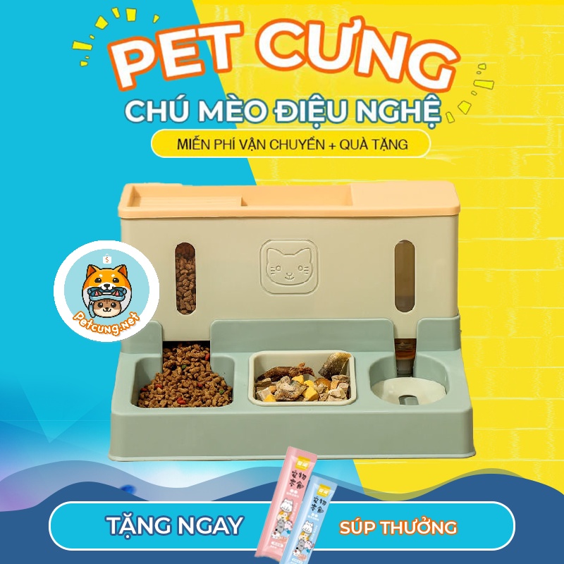 Khăy Ăn Chó Mèo Tự Động Kết Hợp Uống Nước Loại Lớn