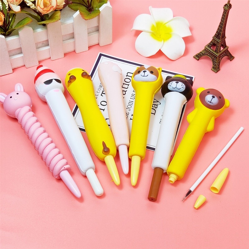 Bút Squishy Mềm Kiểu Hoạt Hình giảm căng thẳng khi học tập 0.5mm Viết đi học mực nước đen rèn chữ đẹp cao cấp