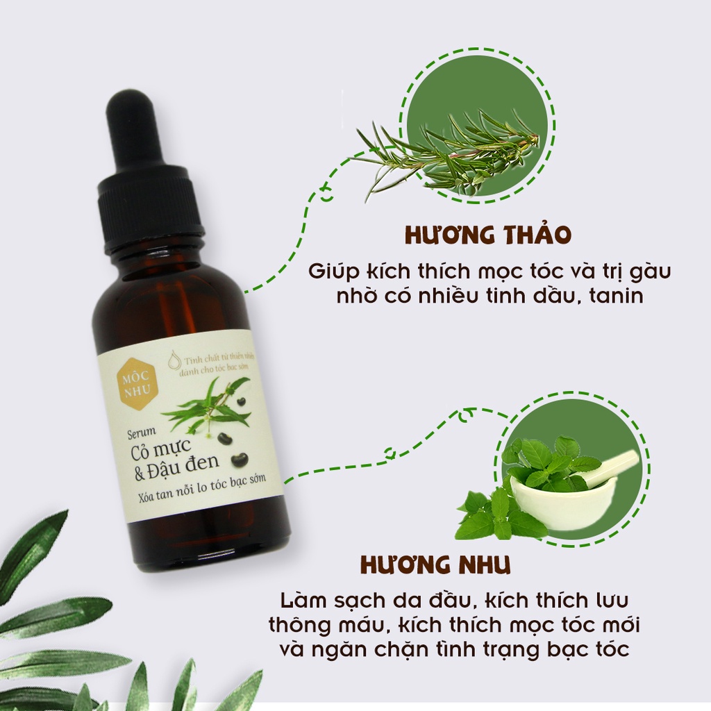 [Mộc Nhu] Serum Cỏ Mực Đậu Đen Mộc Nhu Phủ Đen Tóc, Kích Thích Mọc Tóc