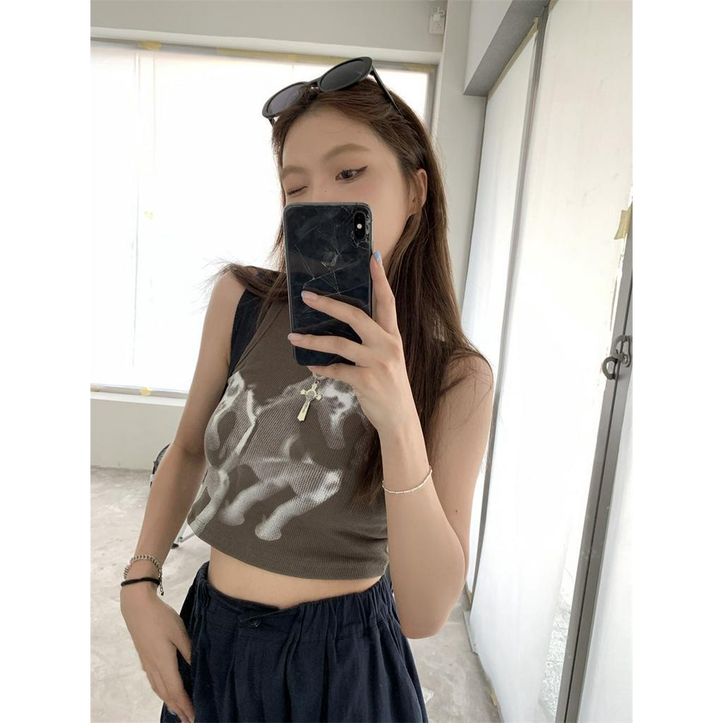 Áo Ba Lỗ Dáng Ôm In Họa Tiết Retro Mỹ 64247