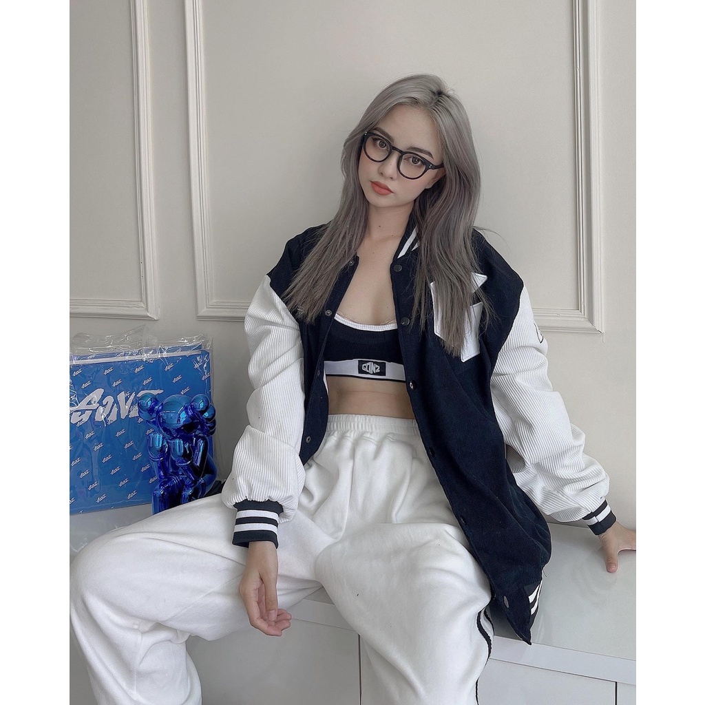 Áo Khóac Form Rộng Nhung Tăm Jacket Varsity Gonz V3