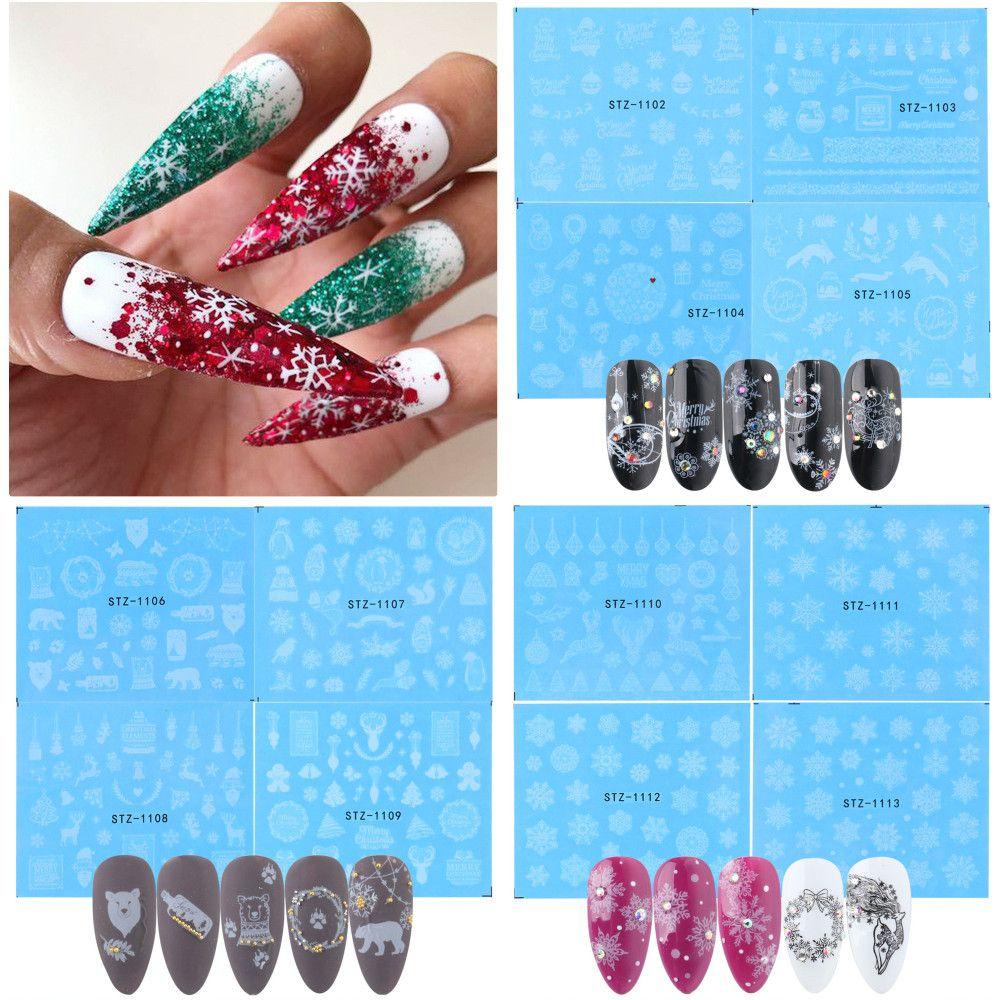 Set 1 / 4 Nhãn Dán Móng Nước Hình Bông Tuyết Giáng Sinh Cho Nữ