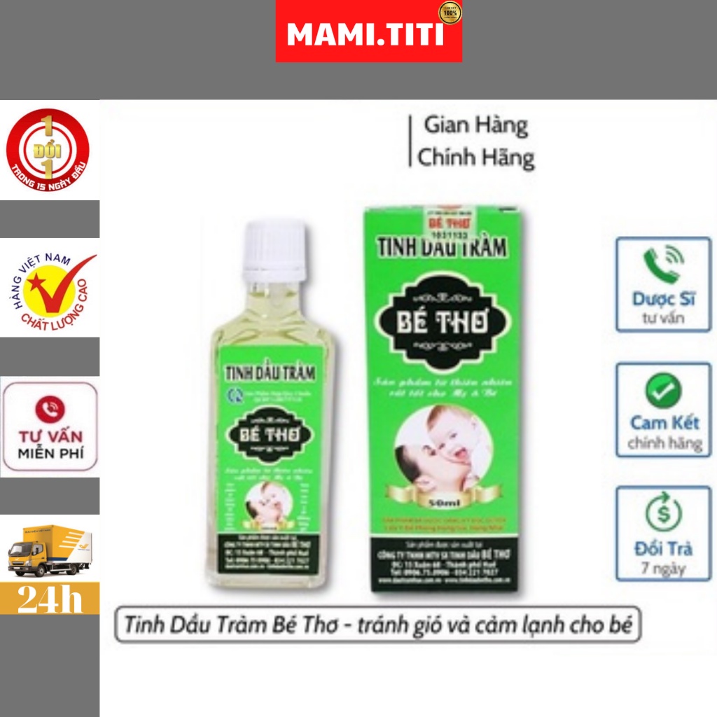 Tinh dầu tràm bé thơ 100% nguyên liệu từ thiên nhiên với dung tích 50ml [ kèm theo giấy chứng nhận của nhà sản xuất ]