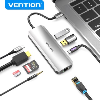 Đầu HUB VENTION chia cổng USB type C sang 9 cổng 4K HDMI USB 3.0 Gigabit RJ45 dành cho Macbook Pro / đầu nối