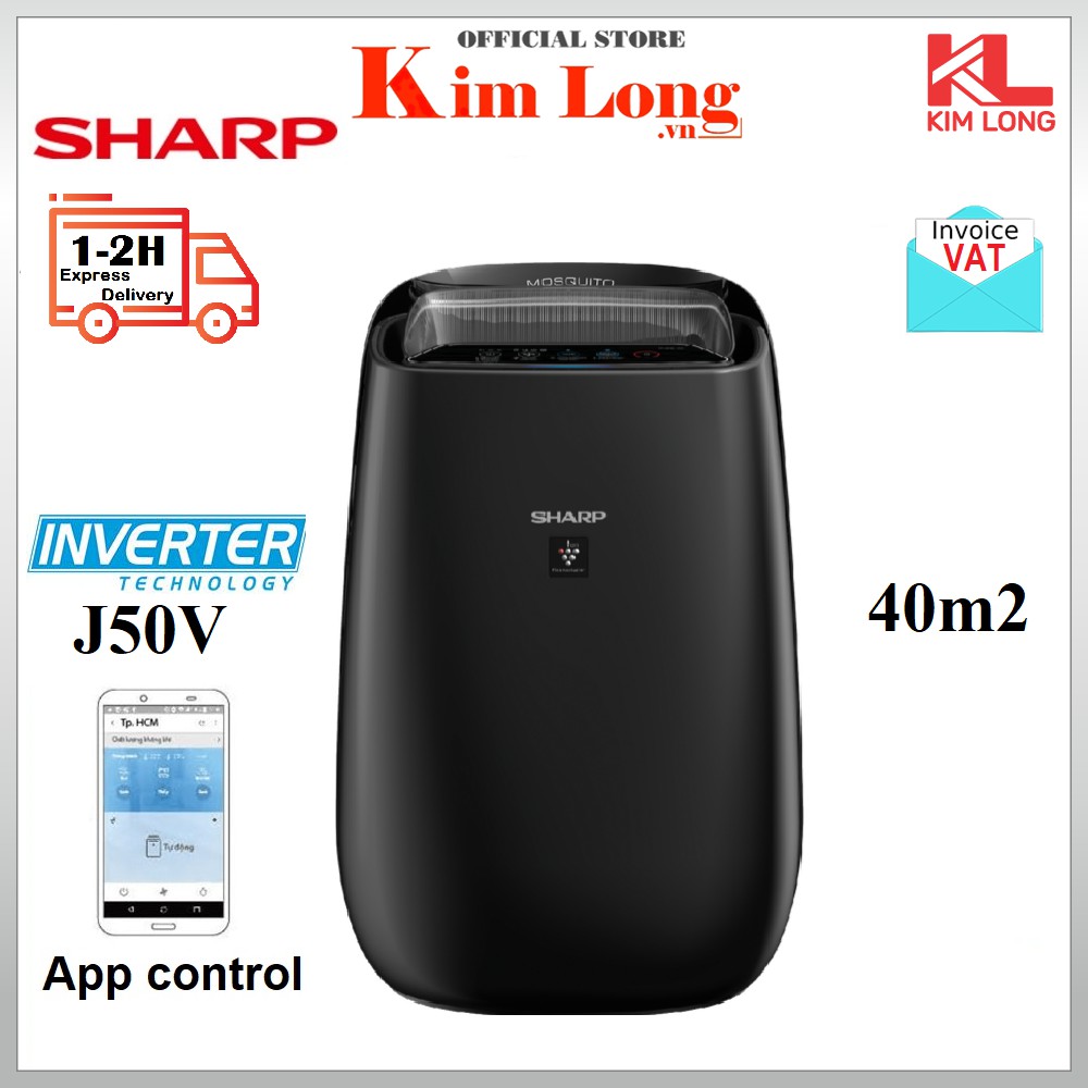 Máy Lọc Không Khí Sharp FP-J50V-H Inverter 40m² Wifi Kết Nối Điện Thoại - Bảo hành 12 tháng chính hãng