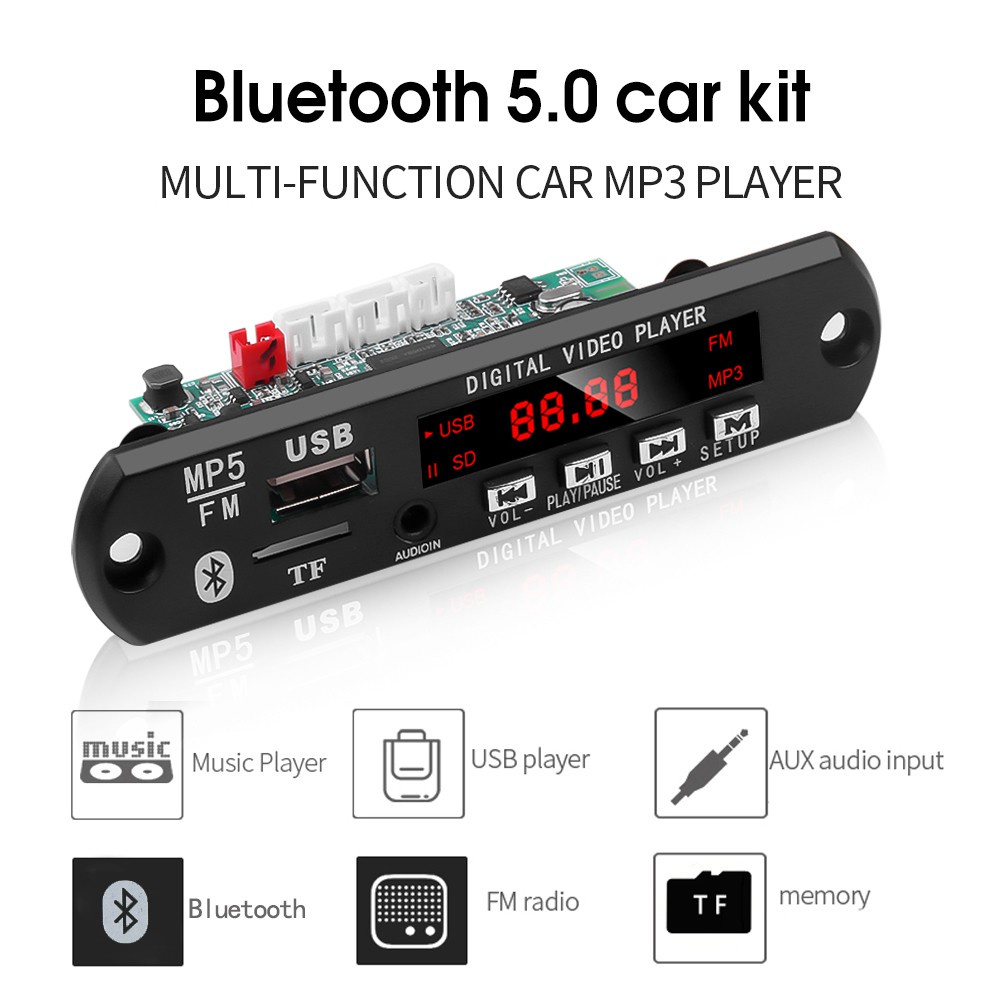 Bảng mạch giải mã âm thanh Bluetooth MP5 Kèm Điều Khiển Từ Xa DC 5V Sang 12V Bluetooth 5.0 USB TF FM Radio