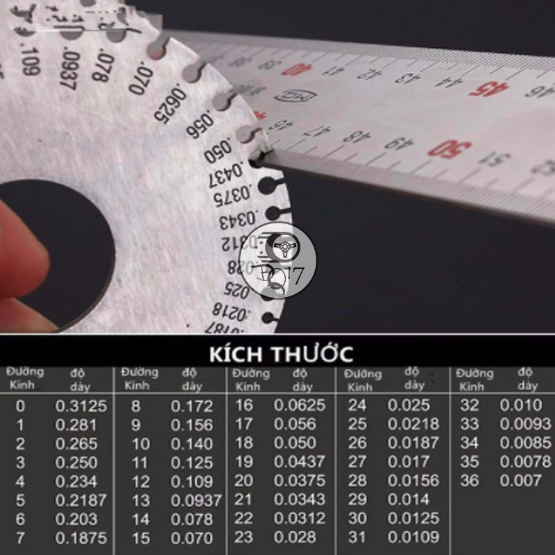 [ THƯỚC ĐO ĐỘ DÀY ĐƯỜNG KÍNH NHANH LÀM TỪ THÉP KHÔNG GỈ ] Kích thước từ 0 - 35mm, đựng trong bao da nhỏ gọn tiện dụng