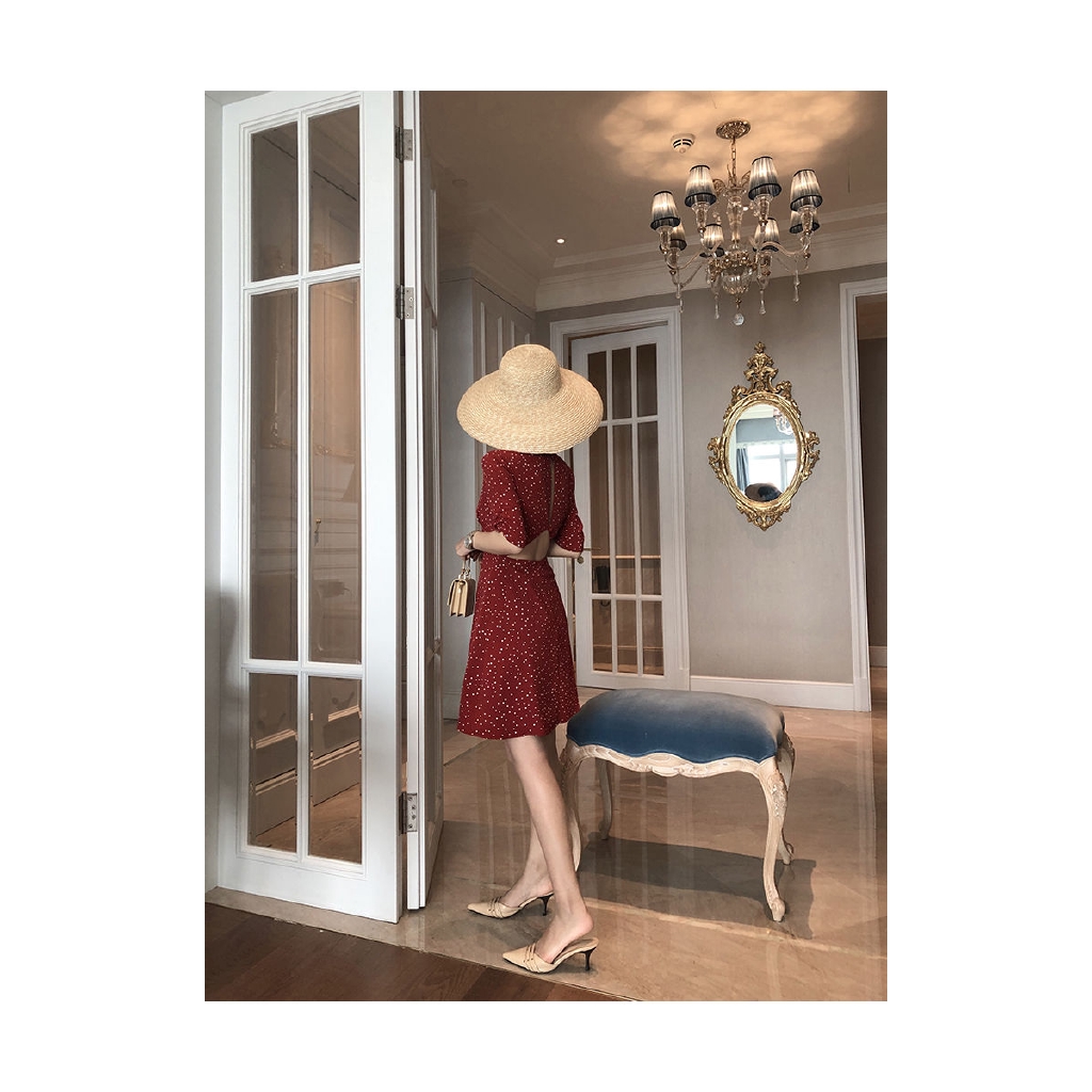 Đầm Nữ Cổ Chữ V Họa Tiết Chấm Bi Thời Trang | BigBuy360 - bigbuy360.vn