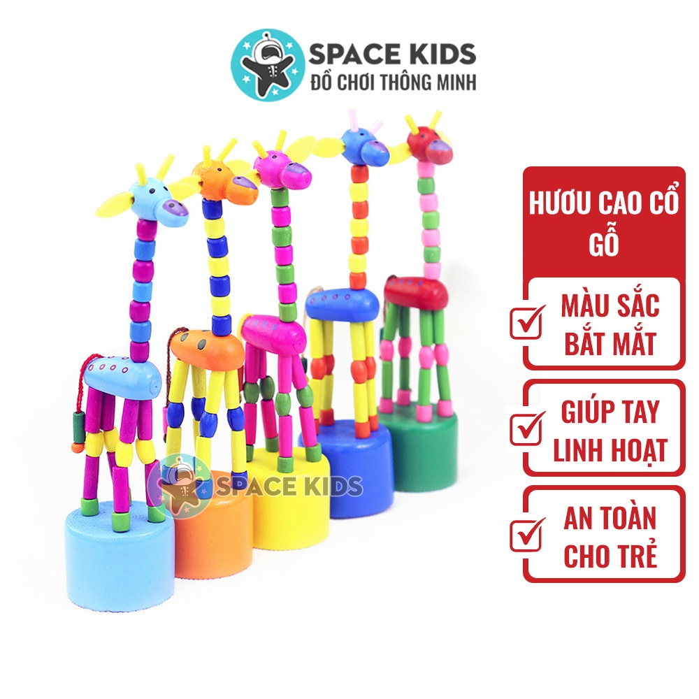 Đồ chơi gỗ thông minh Hươu cao cổ thay đổi tư thế, nhiều màu sắc cho bé giúp tay linh hoạt Space Kids