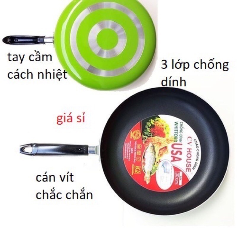 Chảo chống dính 3 lớp hợp kim nhôm, tay cầm cách nhiệt