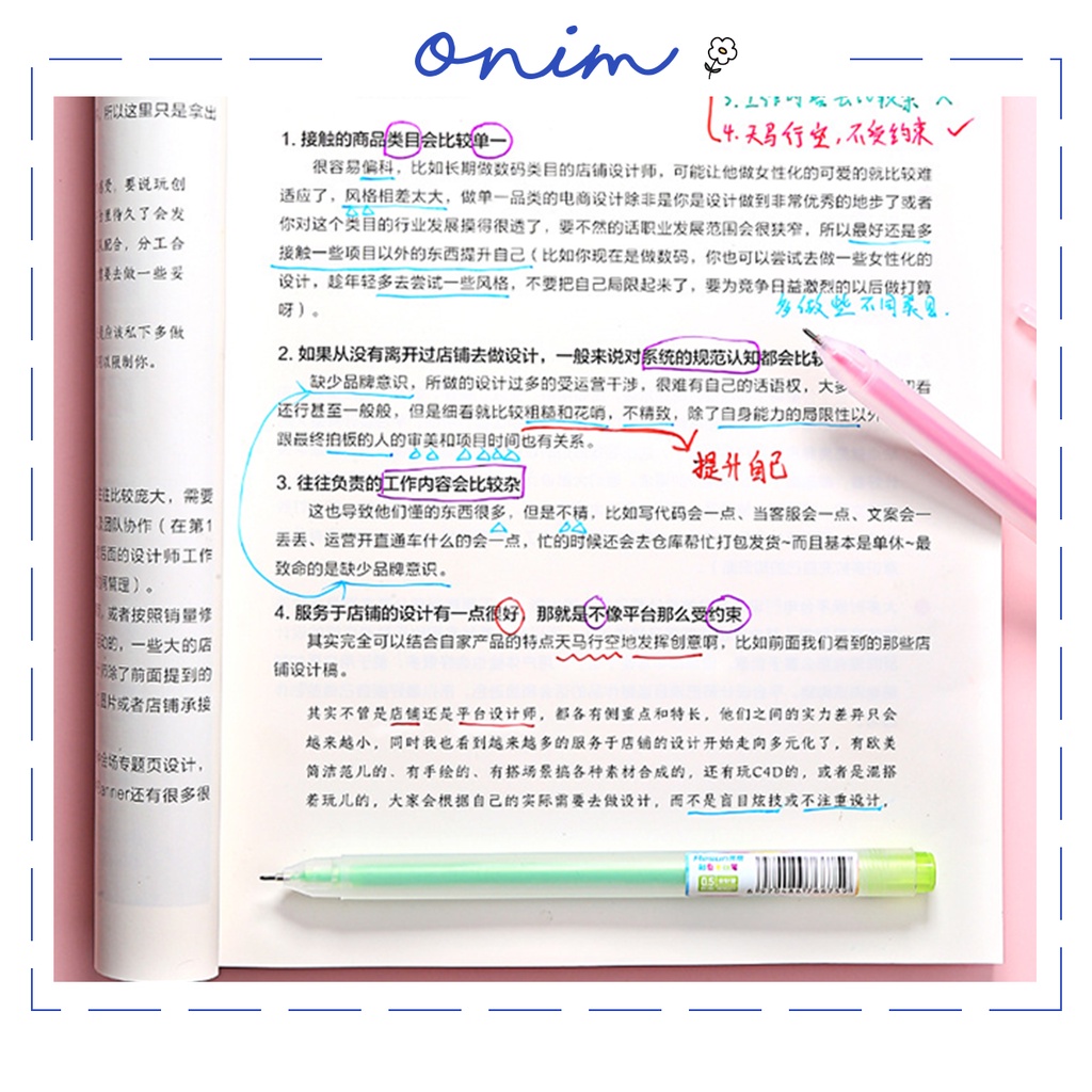 Bút bi Resun mực gel Muji bản dupe 12 màu ngòi 0.5mm  - Onim