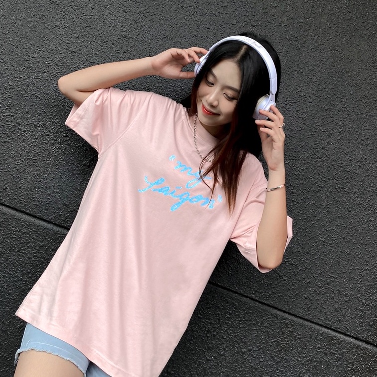 Áo thun unisex In hiệu ứng cao cấp KIM TUYẾN HỒNG/VÀNG/XANH chữ MY SAIGON form basic 100% cotton SOUL OF A NATION VER 2