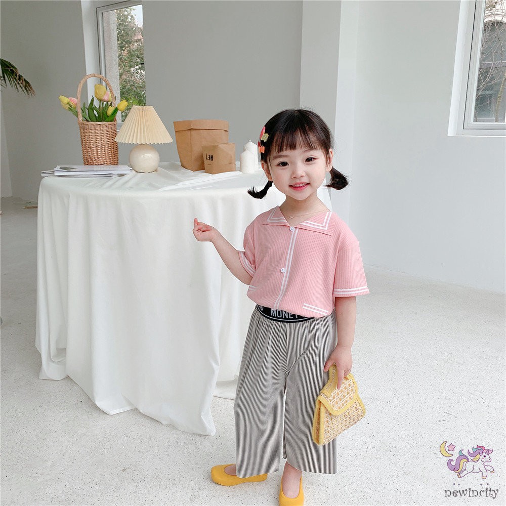 Quần dài ống rộng in chữ phong cách Hàn Quốc thời trang cho bé gái