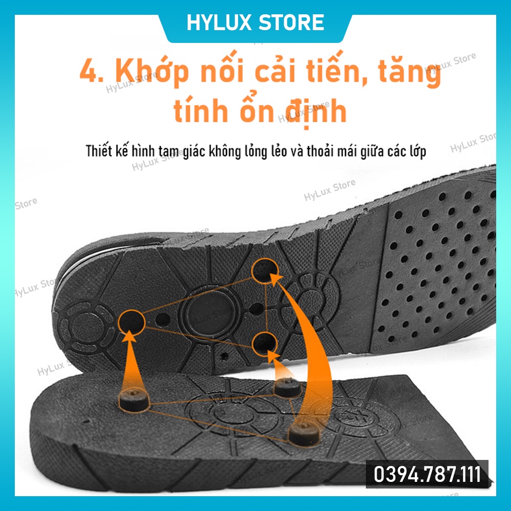 Lót Giày Tăng Chiều Cao từ 1,5cm - 7,5cm có đệm khí, miếng độn tháo lắp dễ dàng