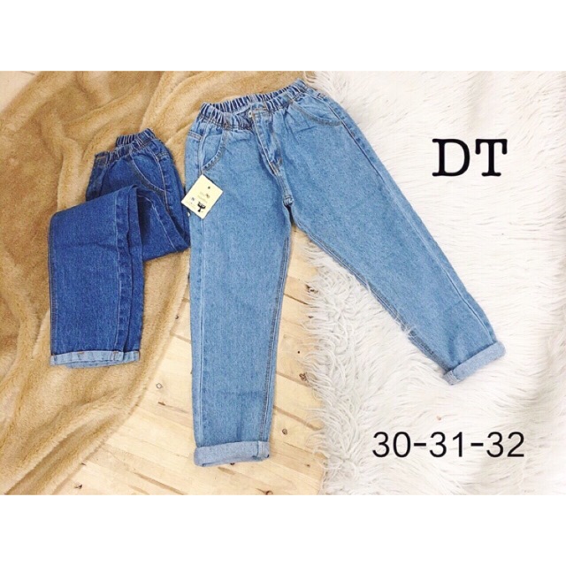 Quần baggy bò lưng thun cạp cao + Tặng 1 đôi vớ nữ siêu dễ thương | BigBuy360 - bigbuy360.vn