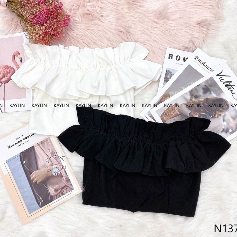 Áo croptop kiểu tay phồng trễ vai form ngắn điệu đà siêu hot dễ thương gợi cảm sexy T | BigBuy360 - bigbuy360.vn